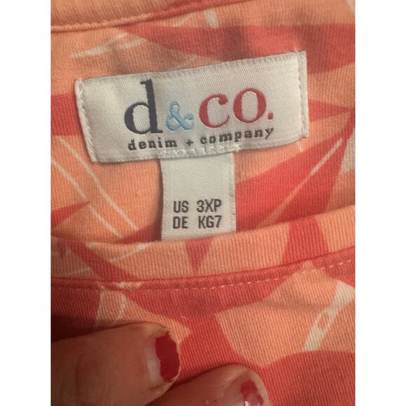 D&Co Sleeveless A-Line Dress 3XP Coral Tropical Leaf Print - Picture 4 of 5